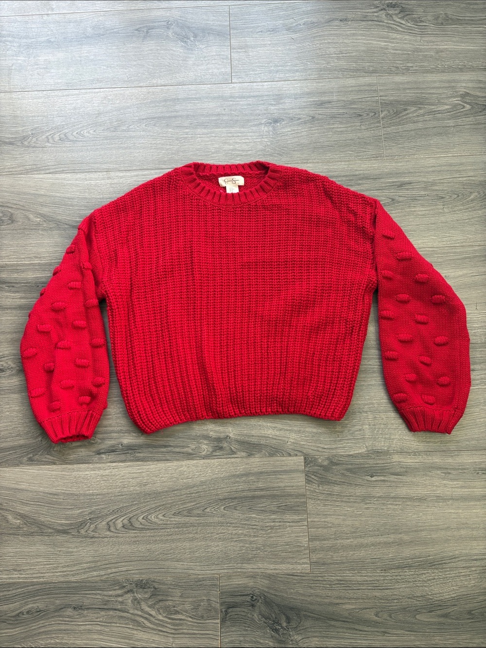 Jessica Simpson Women’s Red Bubble Sleeve Knit Sweater | M